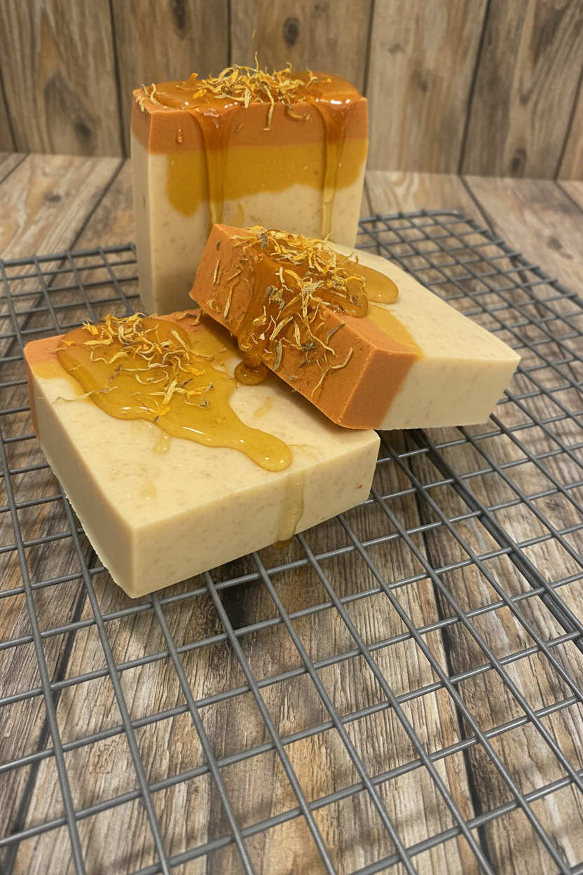 Turmeric Soap on Rustic Wood